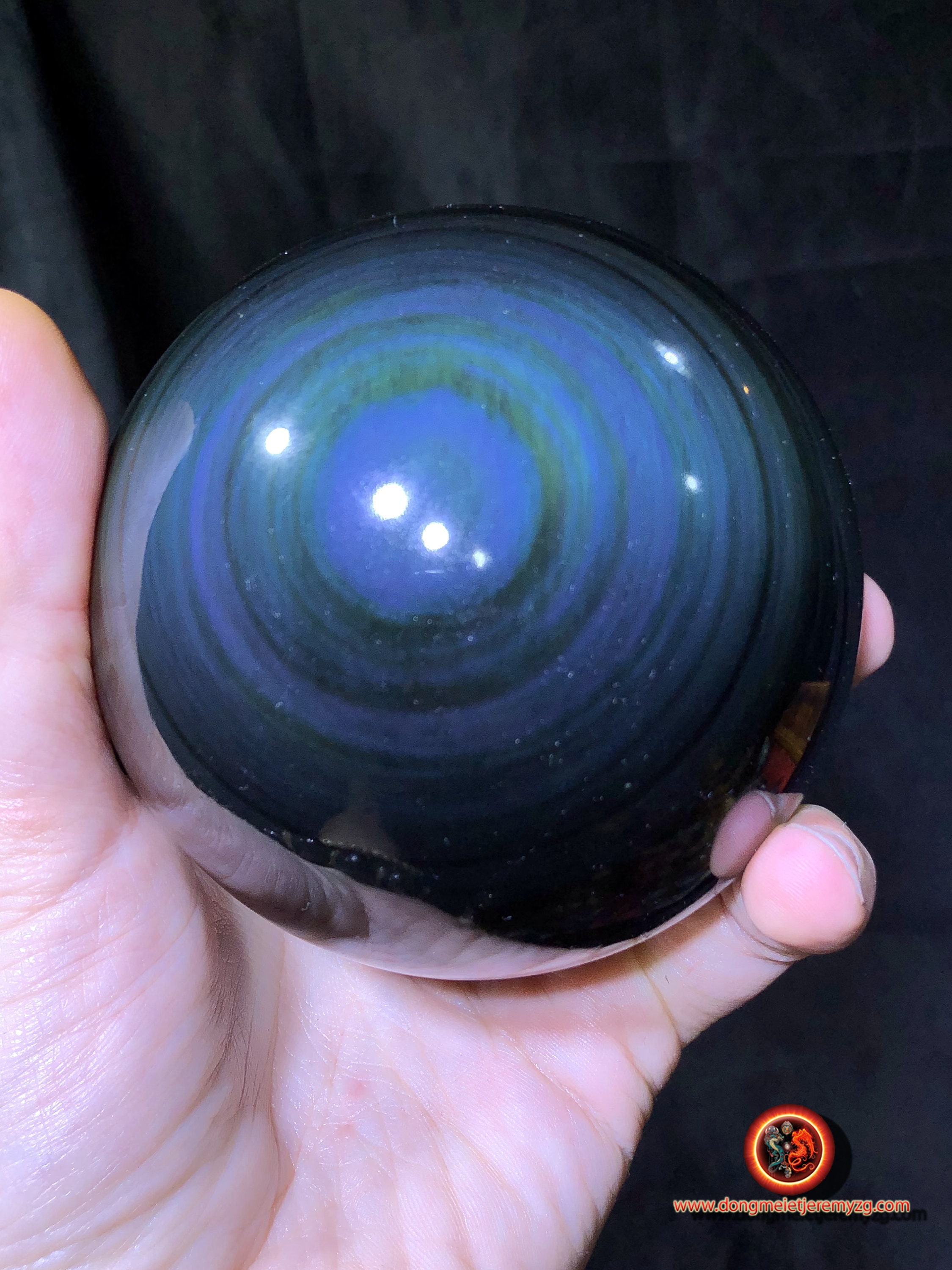 Grande Sphère en Obsidienne Oeil Celeste de Qualité A+. 1, 020Kg 31 cm Circonférence