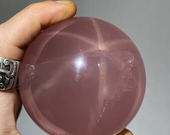 Sphere, starry pink quartz, astered pink quartz or pink aserized quartz. From Mozambique. natural pink quartz. 77mm in diameter