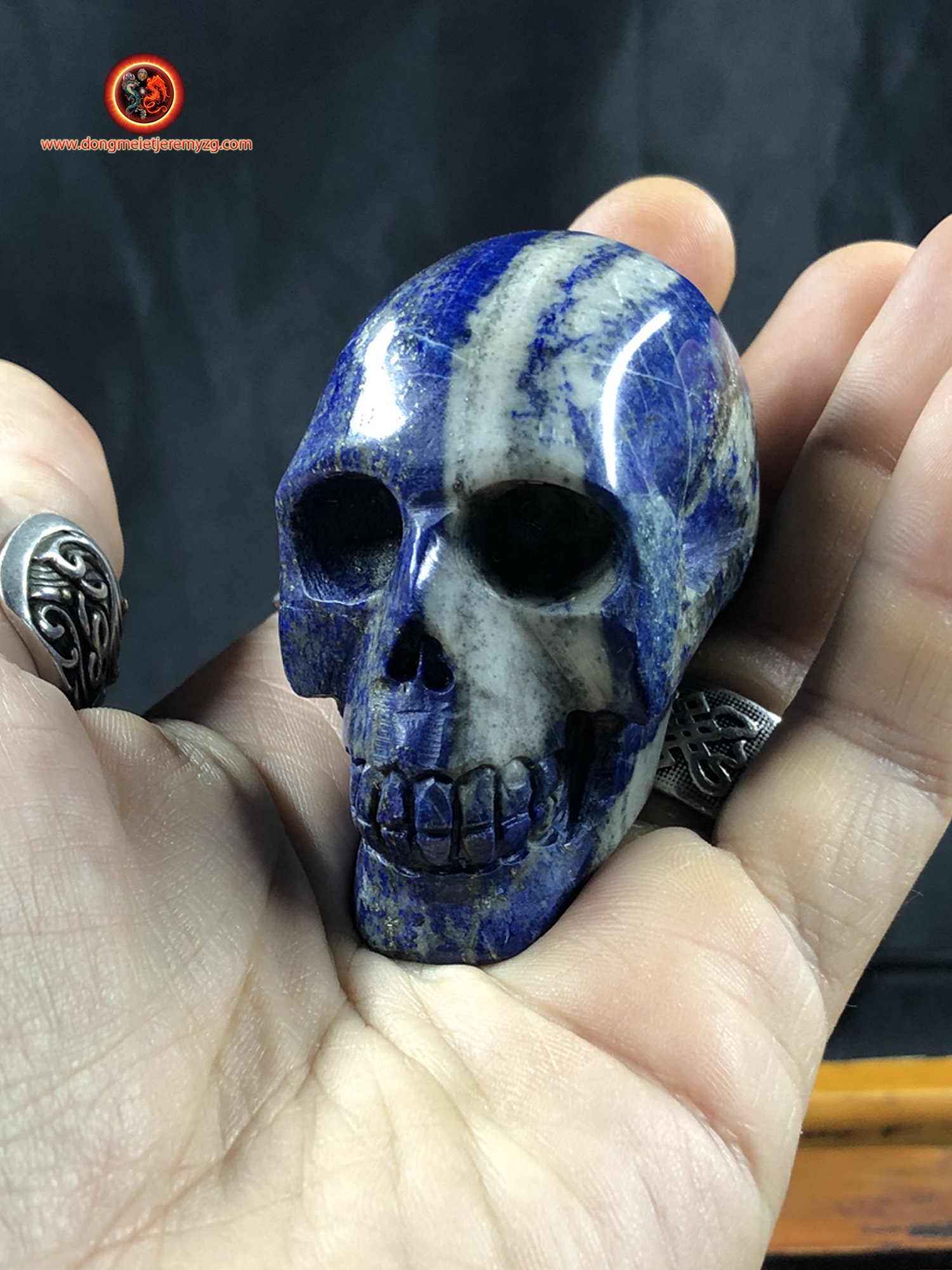 Crâne de Cristal en Lapis Lazuli Entièrement Réalisé à La Main Pièce Unique 6/5/3cm 0, 173Kg