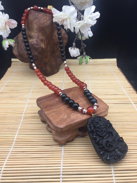 Obsidian Collar Celeste Eye Cornaline Silver 925/ 1000th. Etsy