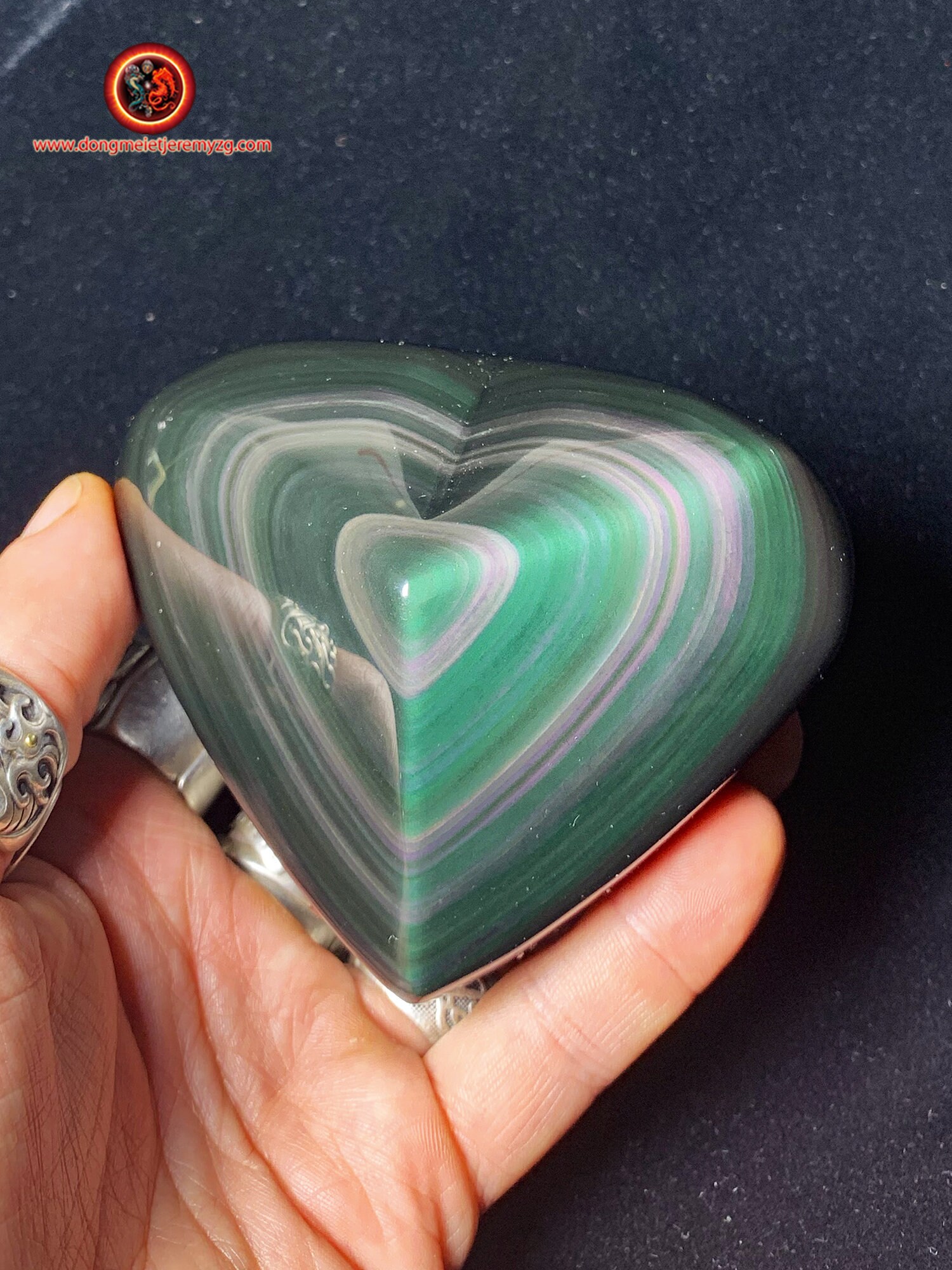 Coeur en Obsidienne Oeil Celeste de Qualité Exceptionnelle . 0, 430Kg 83/60/40mm