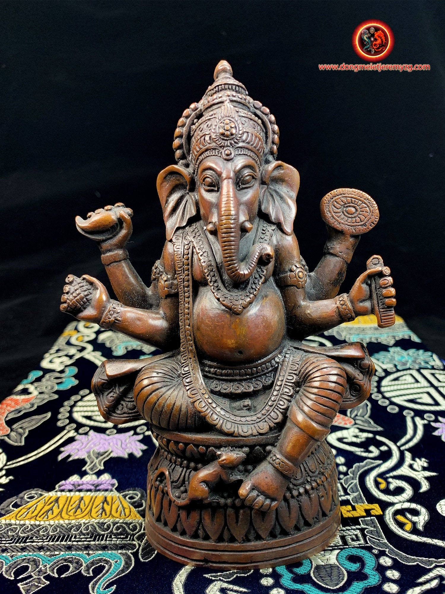 statuette en Bronze, Représentation de Ganesh, Ganesha Le Dieu Éléphant. 18/12cm Poids 0, 722Kg