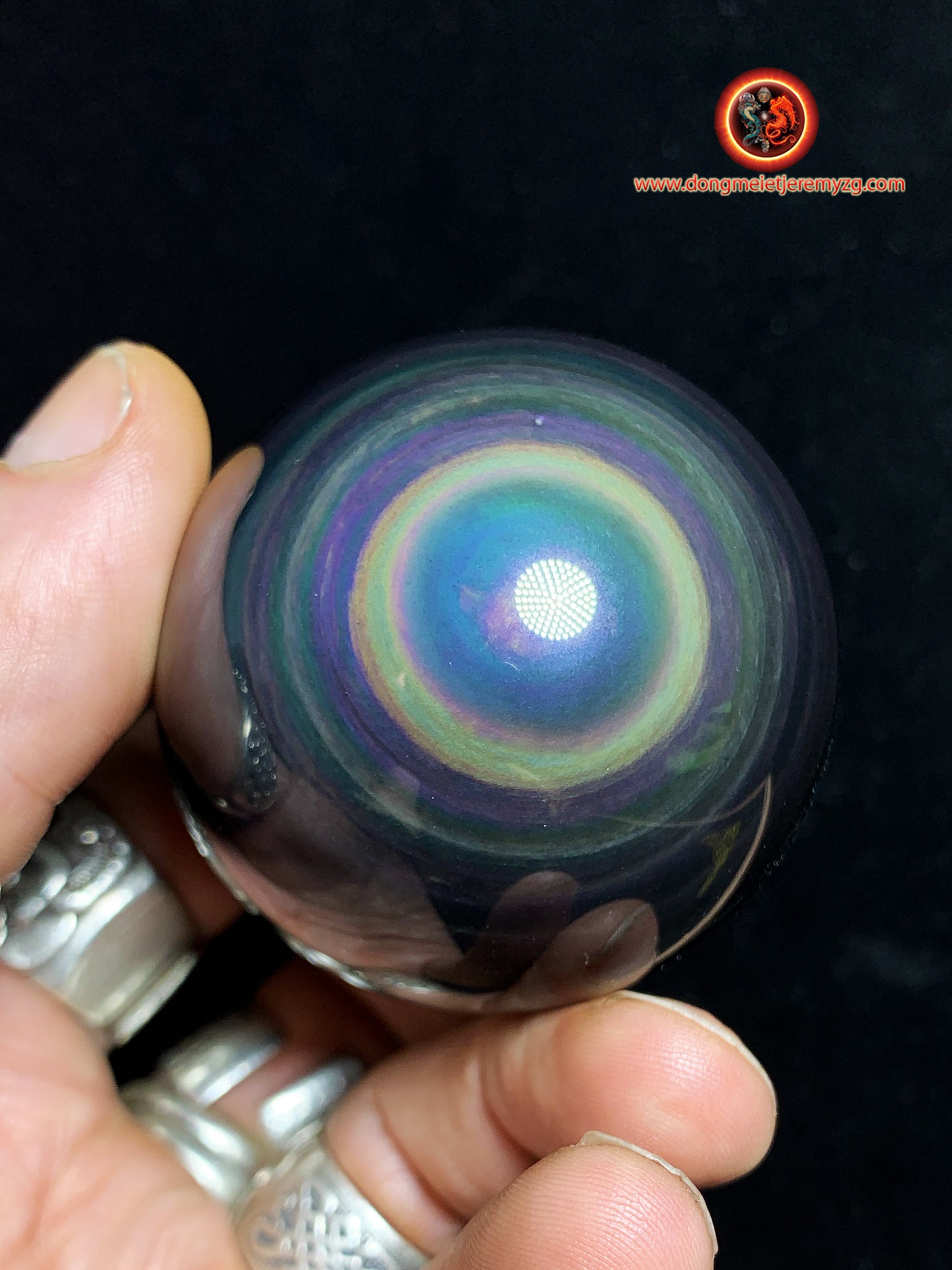 Qualité Exceptionnelle Sphère en Obsidienne Oeil Celeste, Pièce Rare de Collection. 0.200 Kg 6 cm Di