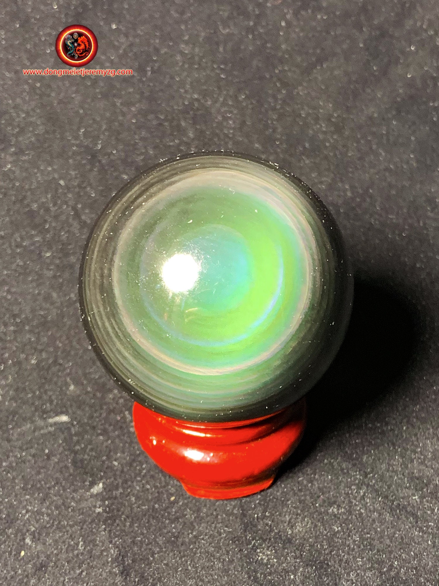 Sphère en Obsidienne Oeil Celeste de Qualité Exceptionnelle, Pièce Rare Collection. 0.337 Kg 20.42cm