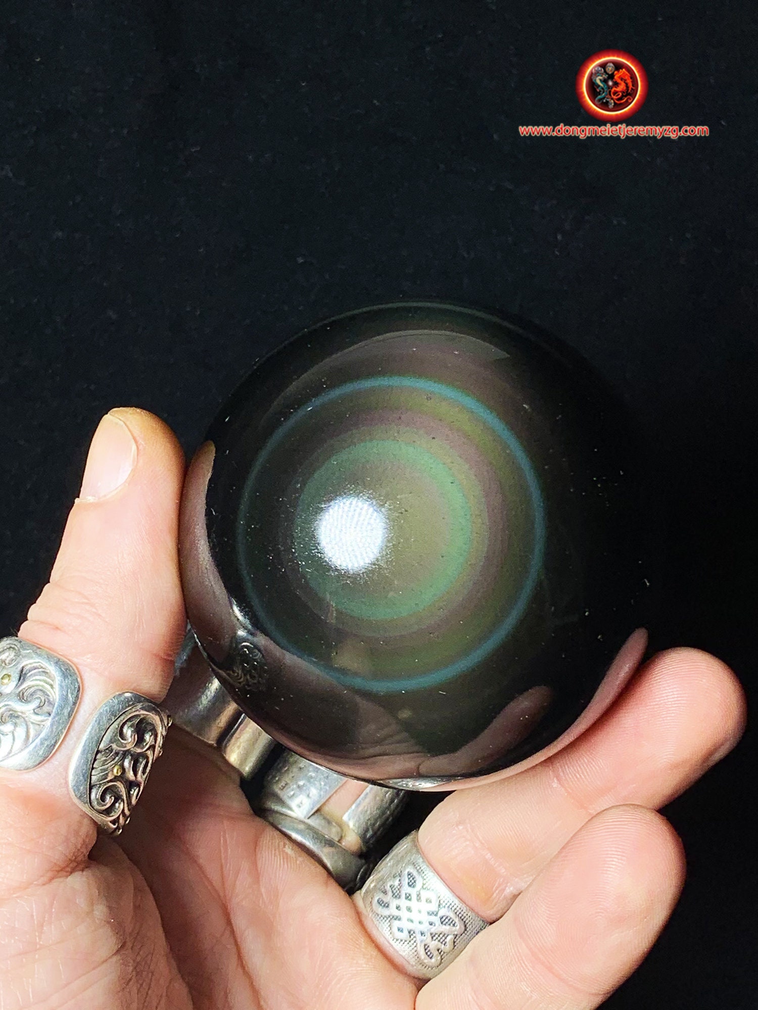 Sphère en Obsidienne Oeil Celeste de Qualité Exceptionnelle, Pièce Rare Collection. 0.405 Kg 6, 90 c