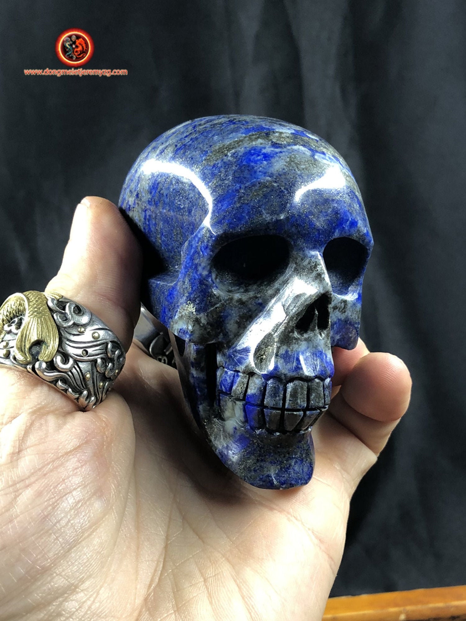 Crâne de Cristal en Lapis Lazuli Entièrement Réalisé à La Main Pièce Unique 8/6, 5/4cm 0, 495Kg