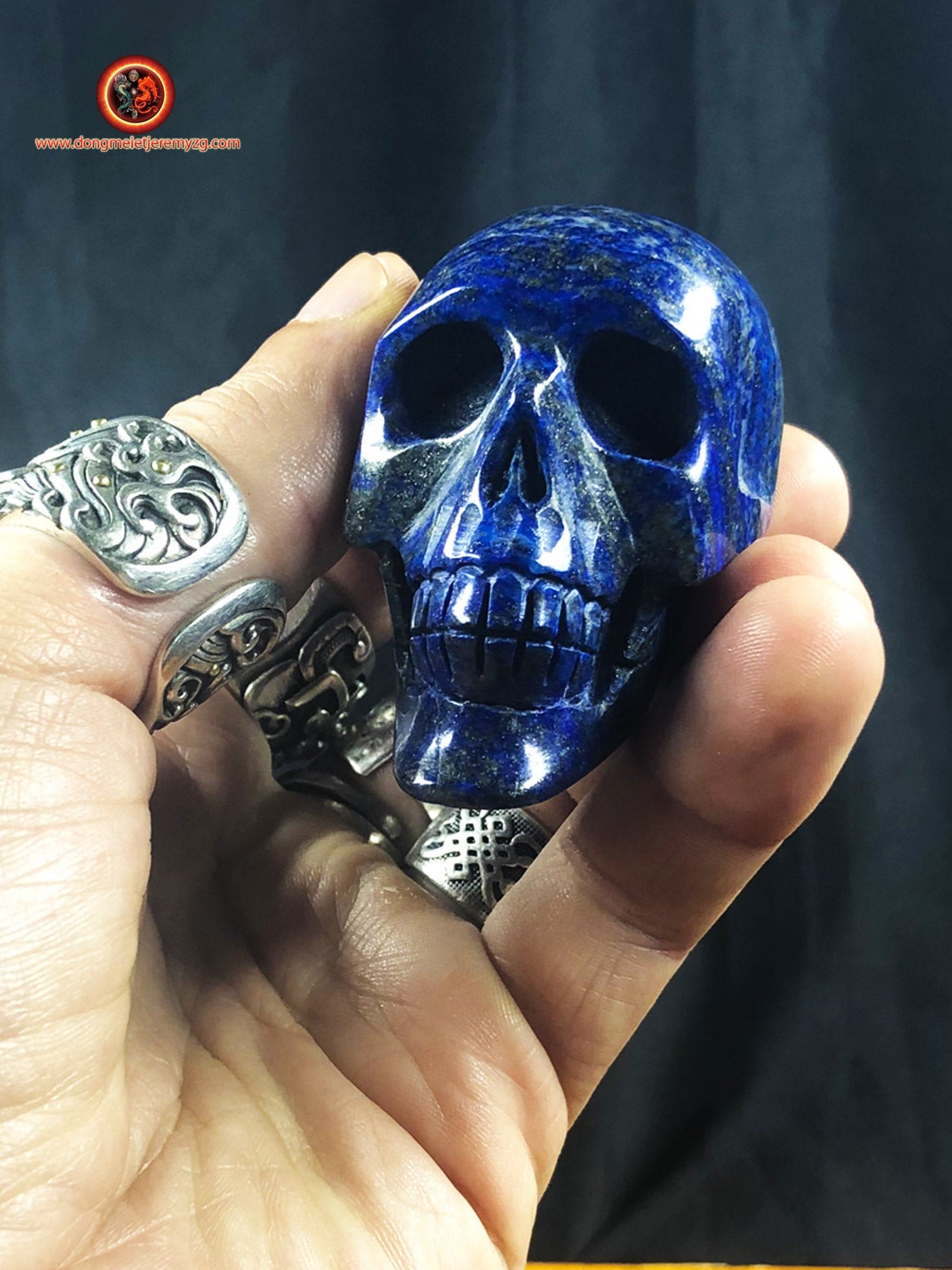 Crâne de Cristal en Lapis Lazuli Entièrement Réalisé à La Main Pièce Unique 5/4, 5/3cm 0, 182Kg