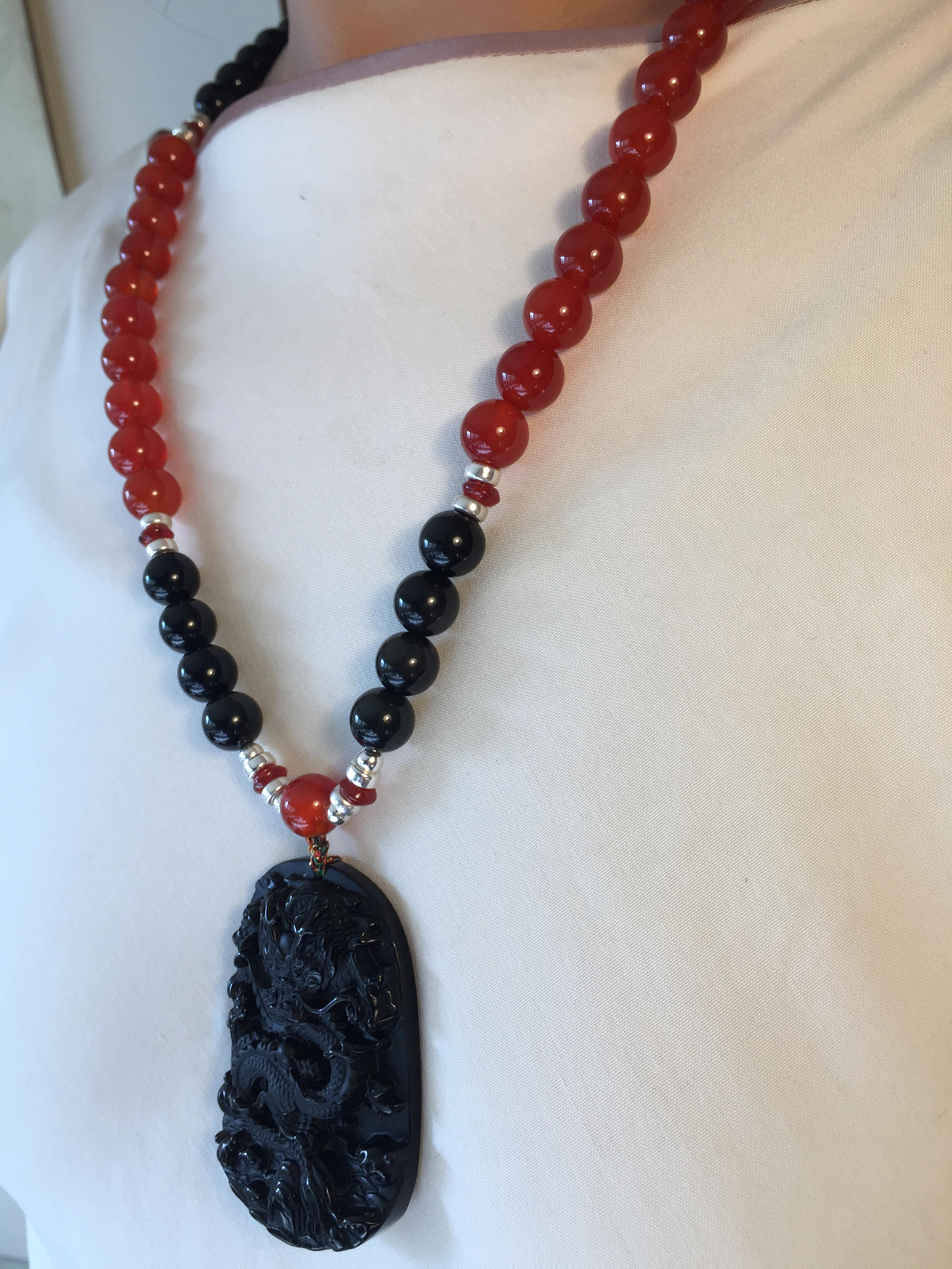 Obsidian Collar Celeste Eye Cornaline Silver 925/ 1000th. Etsy