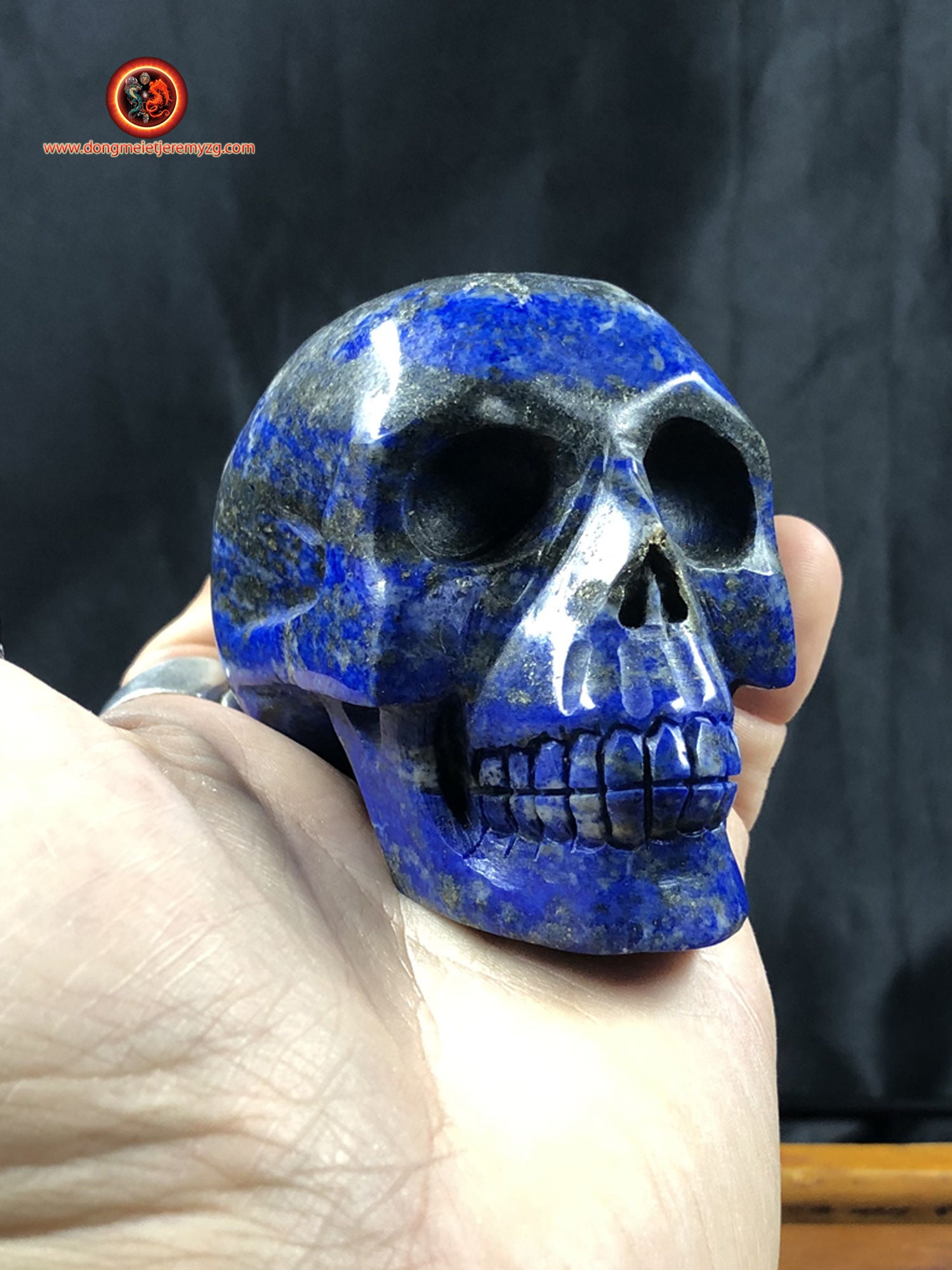 Crâne de Cristal en Lapis Lazuli Entièrement Réalisé à La Main Pièce Unique 7, 5/6/4cm 0, 460Kg