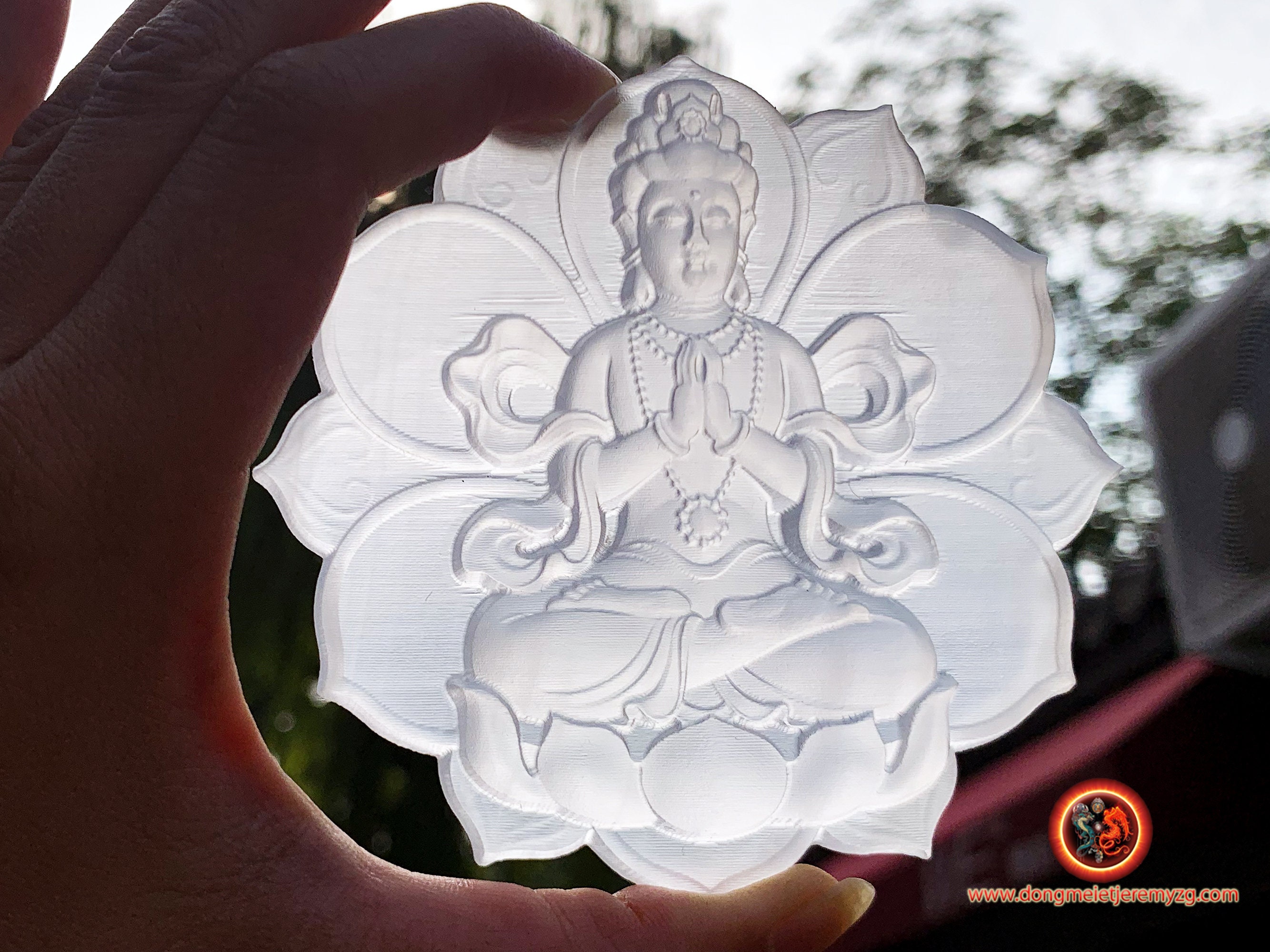 Guan Yin, Cherenzi, Bodhisattva de La Compassion. Emanation Du Bouddha Amitabha. Gypse, Pièce Unique