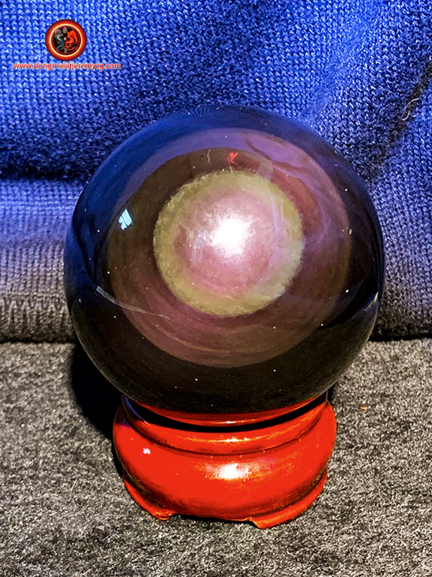 Sphère en Obsidienne Oeil Celeste de Qualité A+. 0.269 Kg 20.10cm Circonférence 6, 40 cm Diamètre