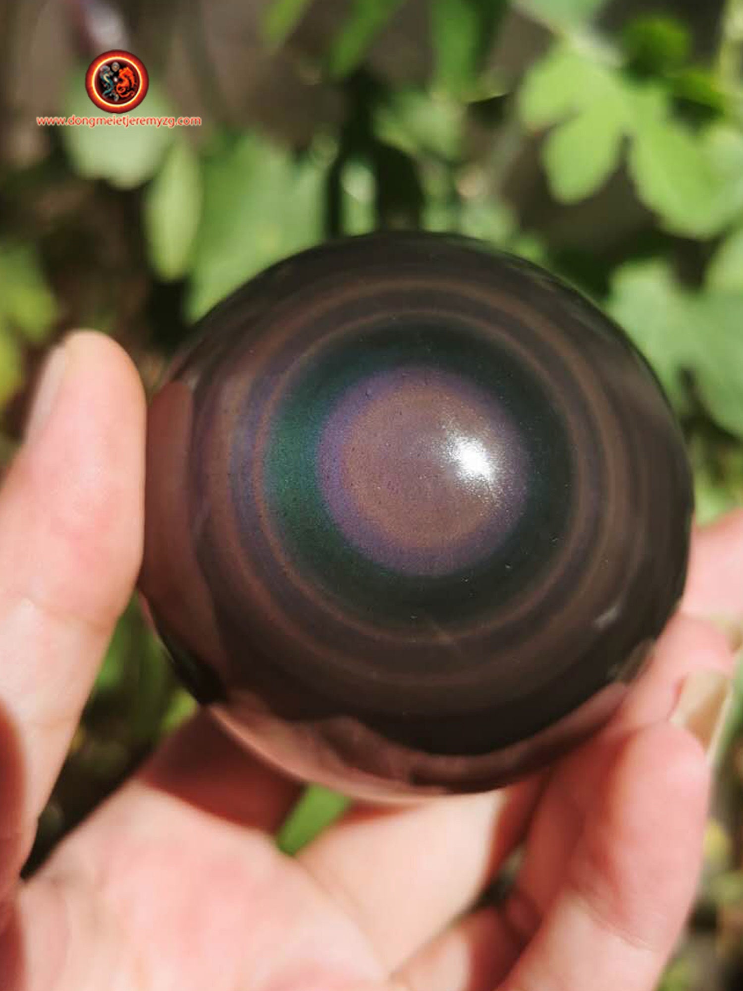 Exceptionnelle Sphère en Obsidienne Oeil Celeste de Qualité A+. 0, 320 Kg 63 mm Diamètre