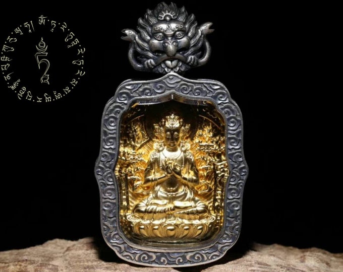 Tibetan Manjushri 925 sterling silver protection amulet.