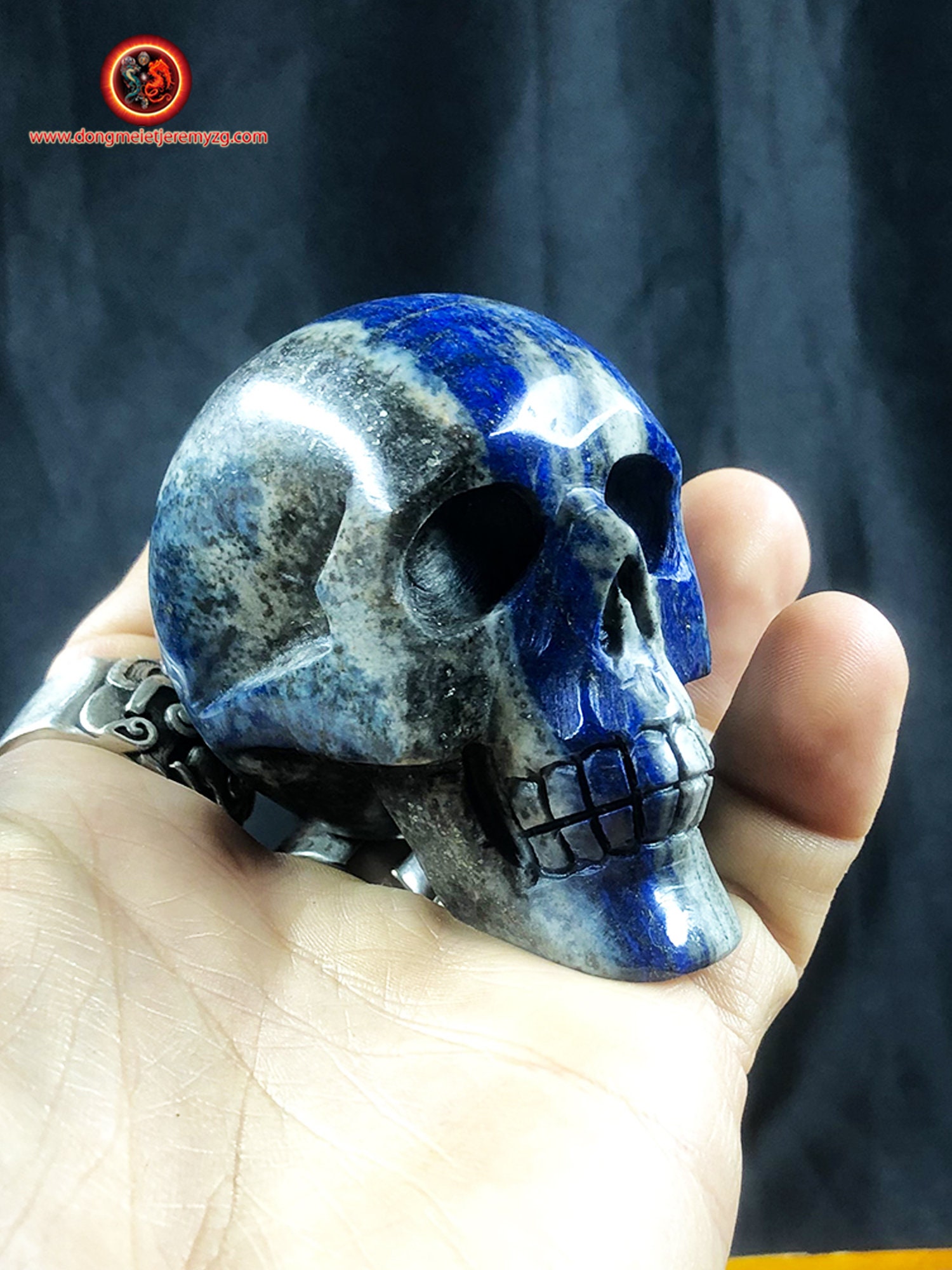 Crâne de Cristal en Lapis Lazuli Entièrement Réalisé à La Main Pièce Unique 6/6/3, 5cm 0, 250Kg