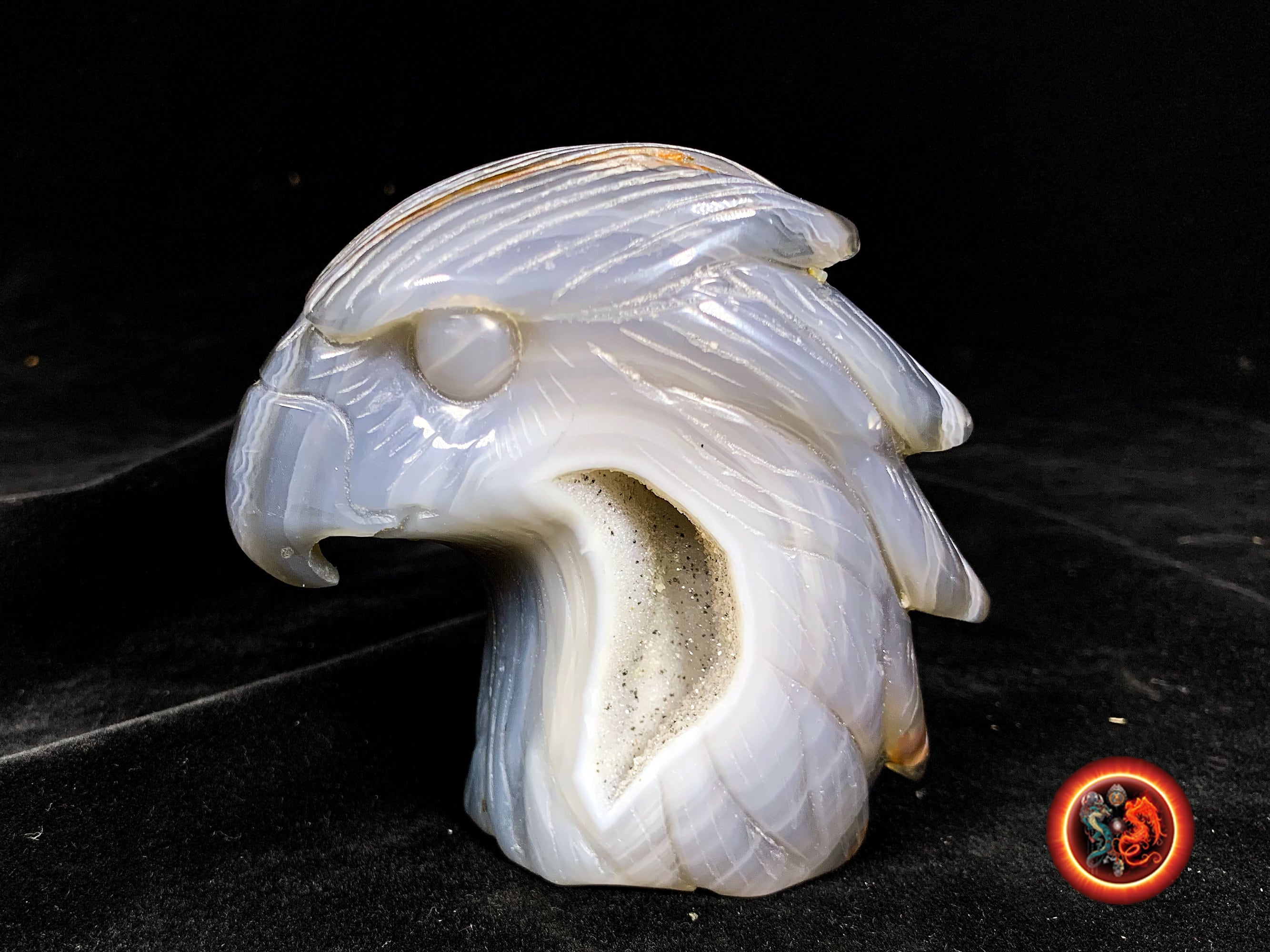 Grande Tete d'aigle Géode d'agate Sculpture Artisanale Entièrement Réalisé à La Main Pièce Unique Di
