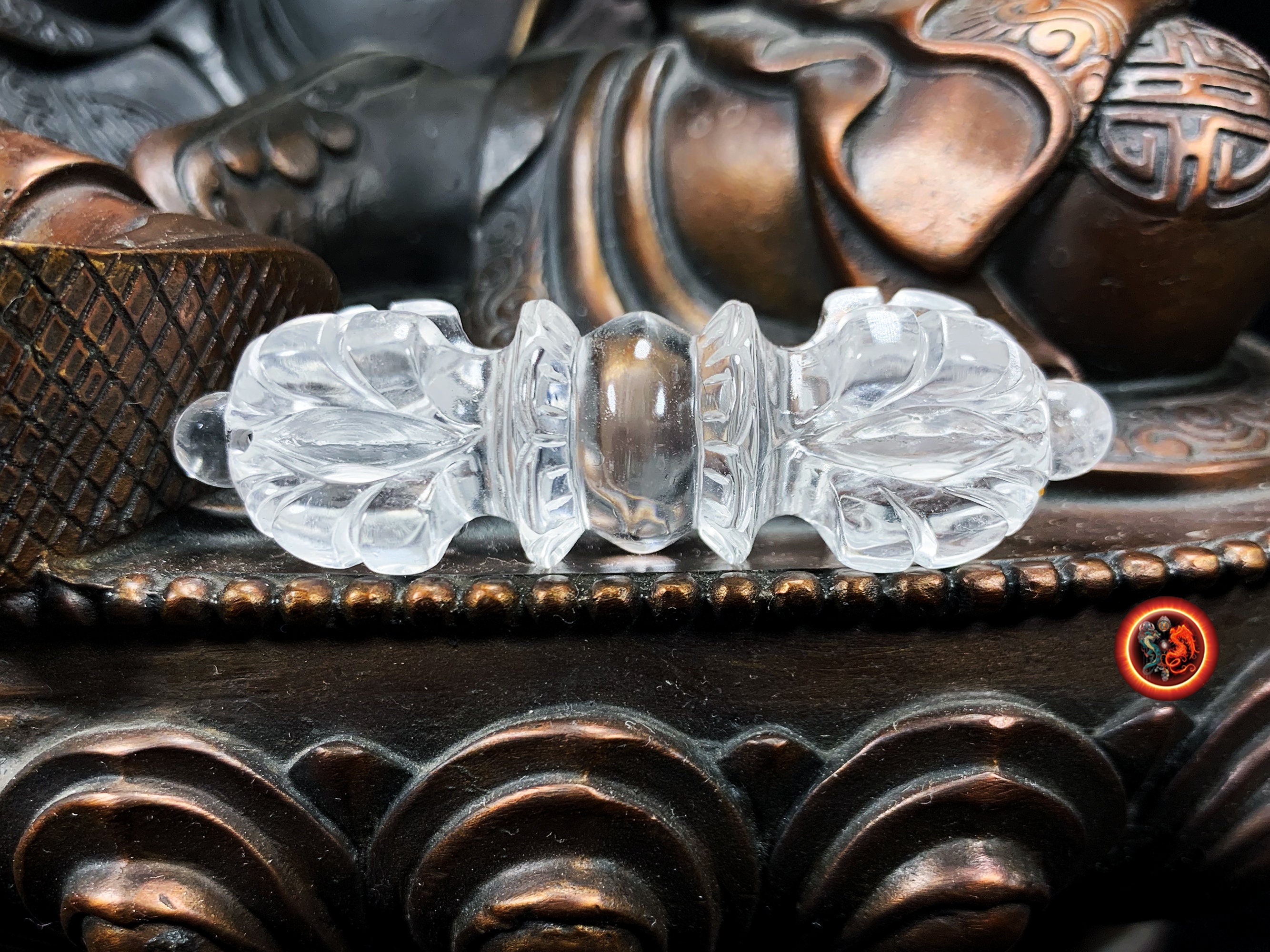 Vajra Dorje en Cristal de Roche Naturel. Nature Indestructible L'esprit Foudre Diamant Sculpté à La 