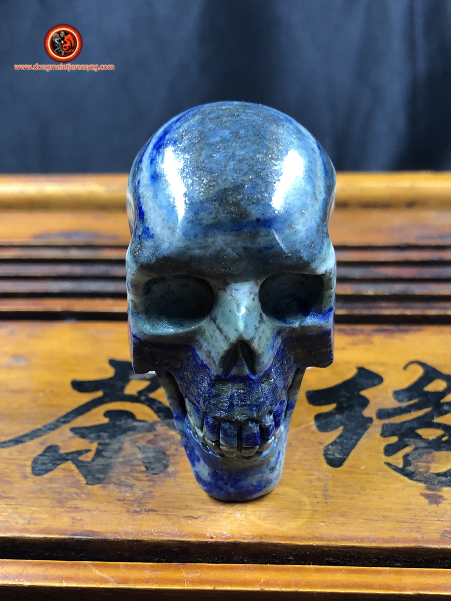 Crâne de Cristal en Lapis Lazuli Entièrement Réalisé à La Main Pièce Unique 5/4, 5/3cm 0, 132Kg