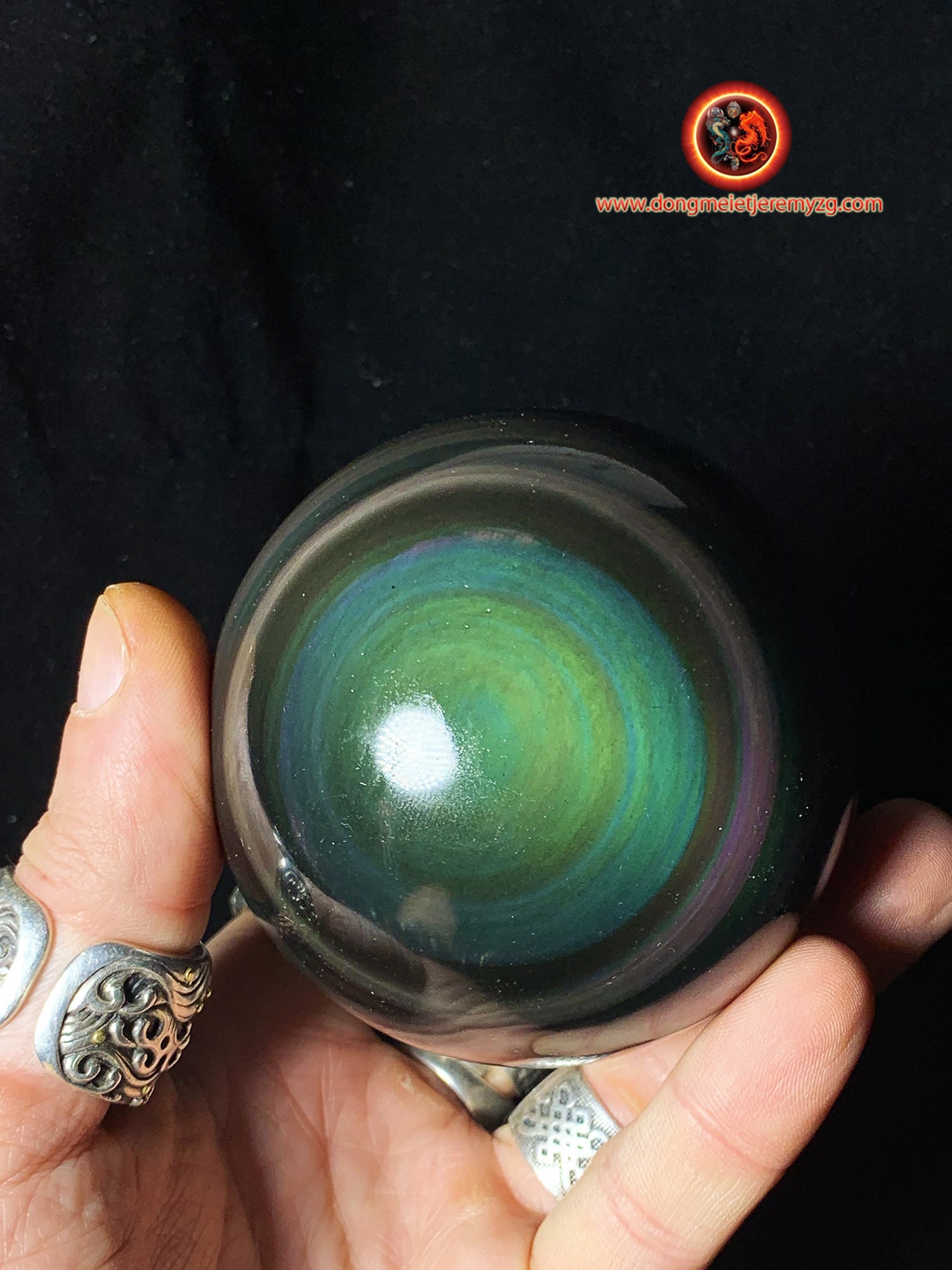 Sphère en Obsidienne Oeil Celeste de Qualité Exceptionnelle, Pièce Rare Collection. 0.535 Kg 8, 10 c