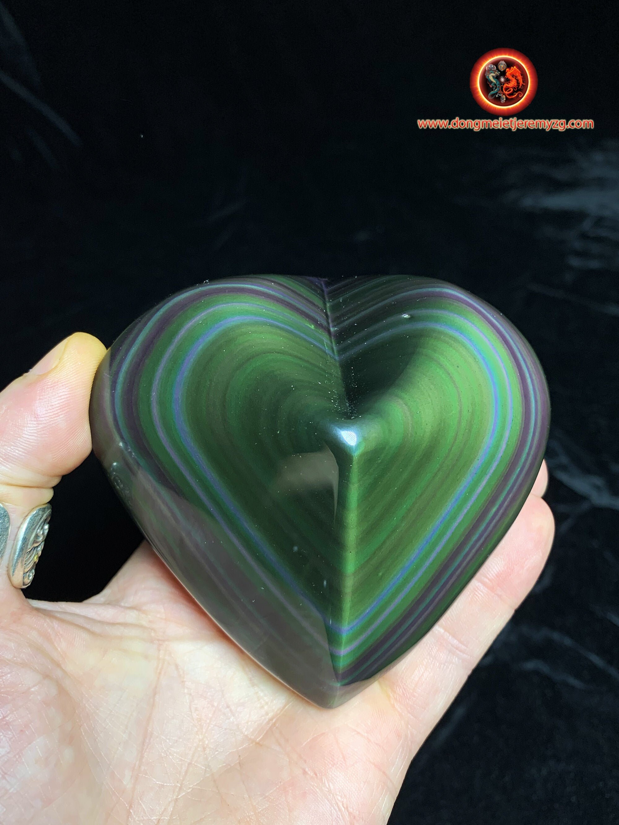 Exceptionnel Coeur en Obsidienne Oeil Celeste Qualité Rare de Collection. 0, 413Kg 91/95/46mm. Origi