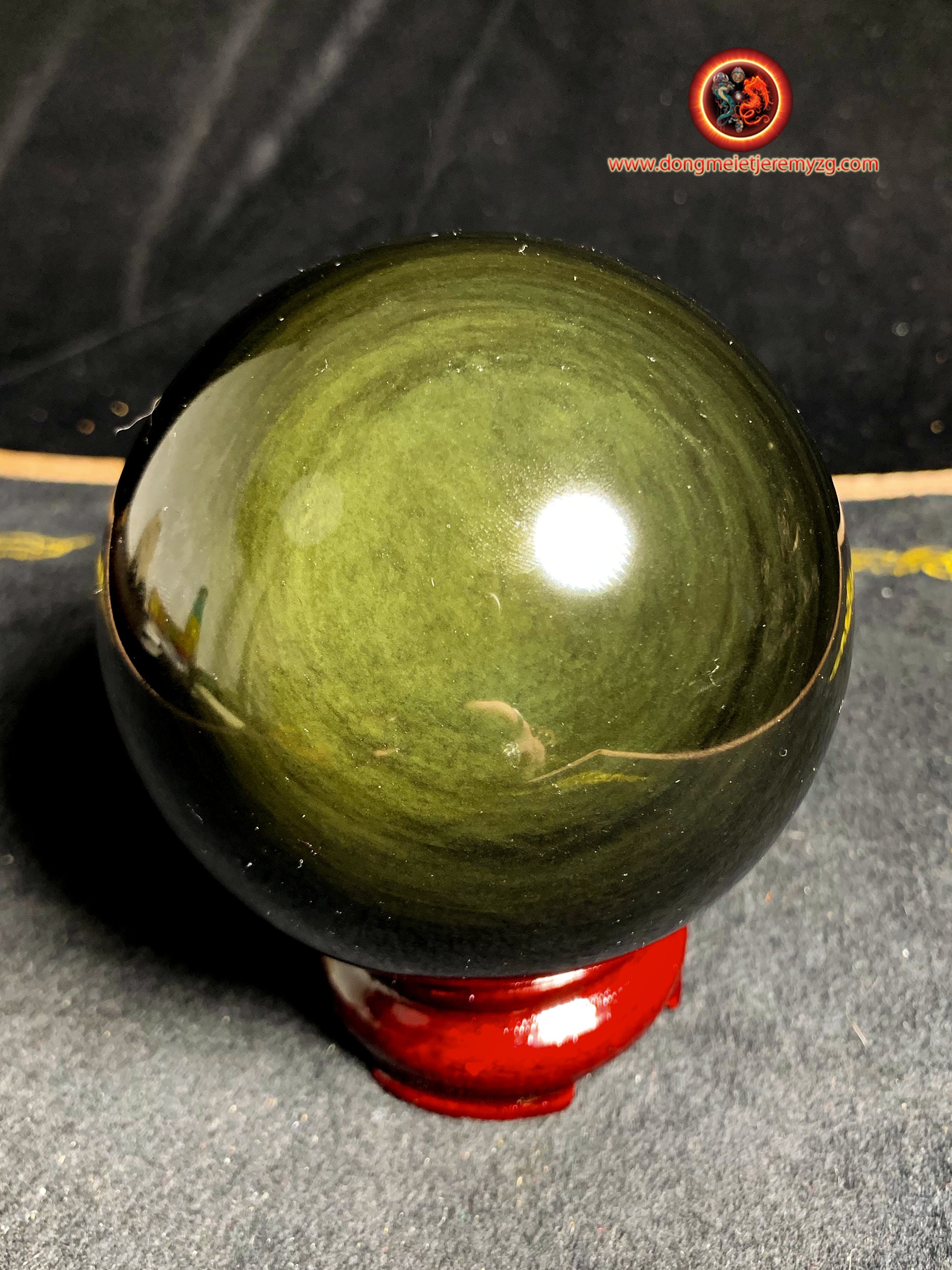 Sphère en Obsidienne Oeil Celeste Dite Mentogochol de Qualité A+. 0, 982 Kg 90mm Diamètre, Livré ave