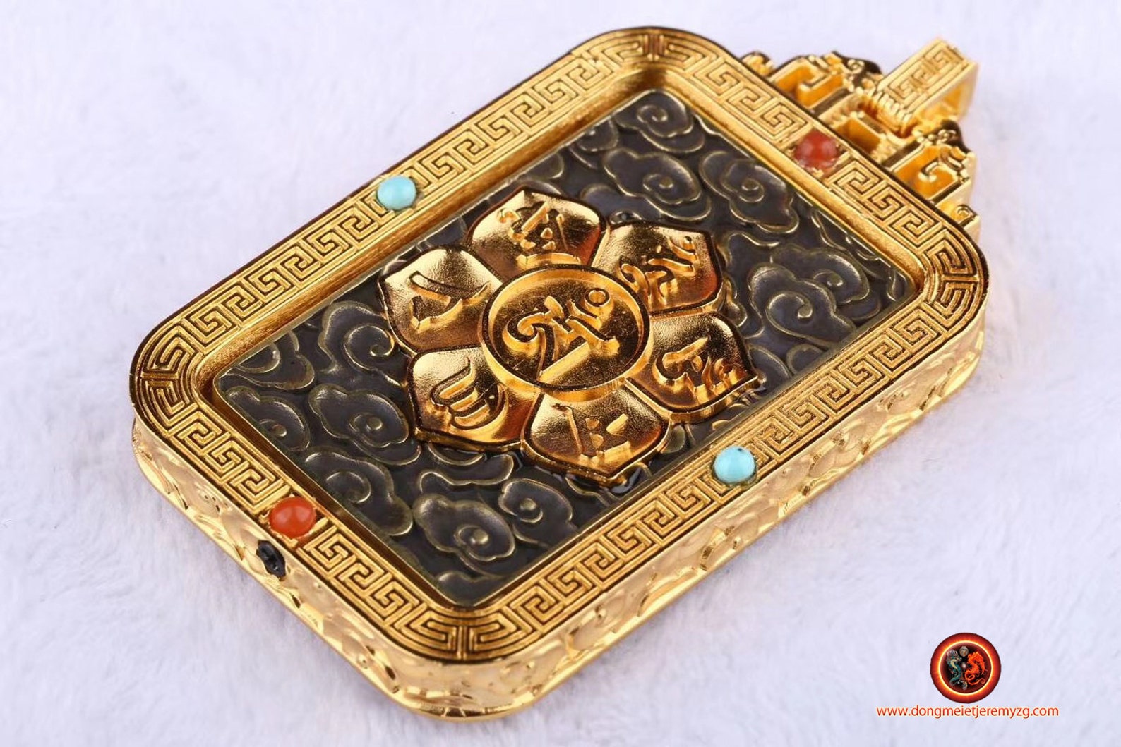 Acala Buddhist protective amulet. Silver 925 gold plated ...