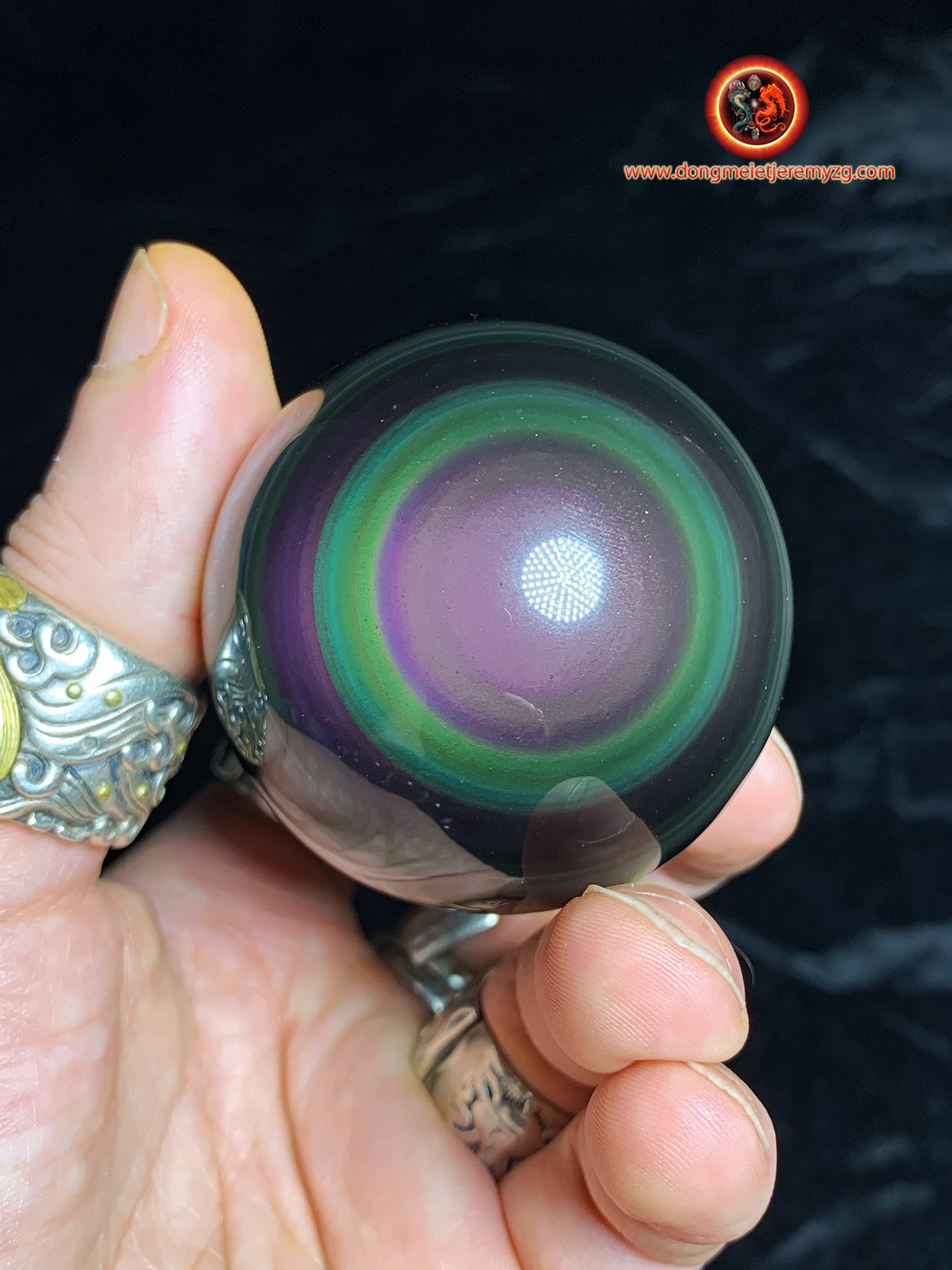 Qualité Exceptionnelle Sphère en Obsidienne Oeil Celeste, Pièce Rare de Collection. 0.208 Kg 6 cm Di