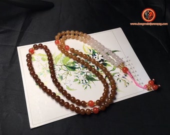 Mala, Buddhist rosary. Prayer and meditation 108 pearls of all-natural Nephrite jade guaranteed without any treatment and expertized.