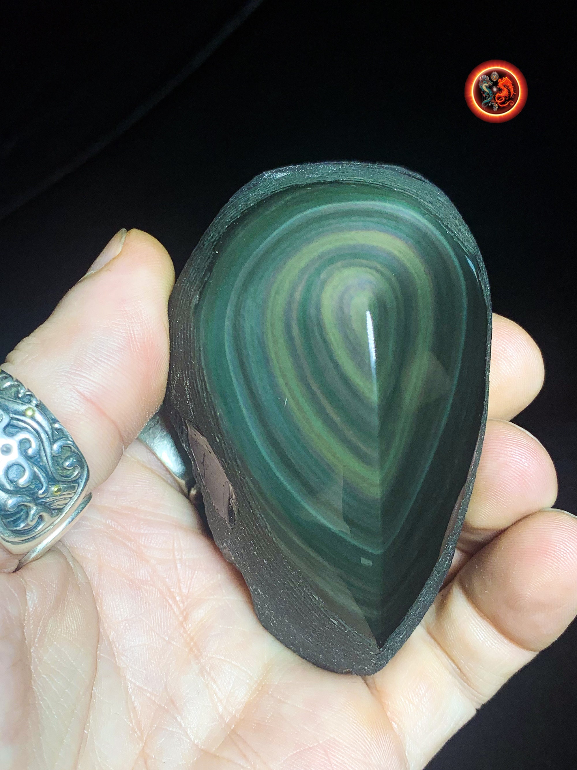 Forme Libre en Obsidienne Oeil Celeste. Semi Brute. 85/51/45 mm 0, 222 Kg. Obsidienne Naturelle Du M