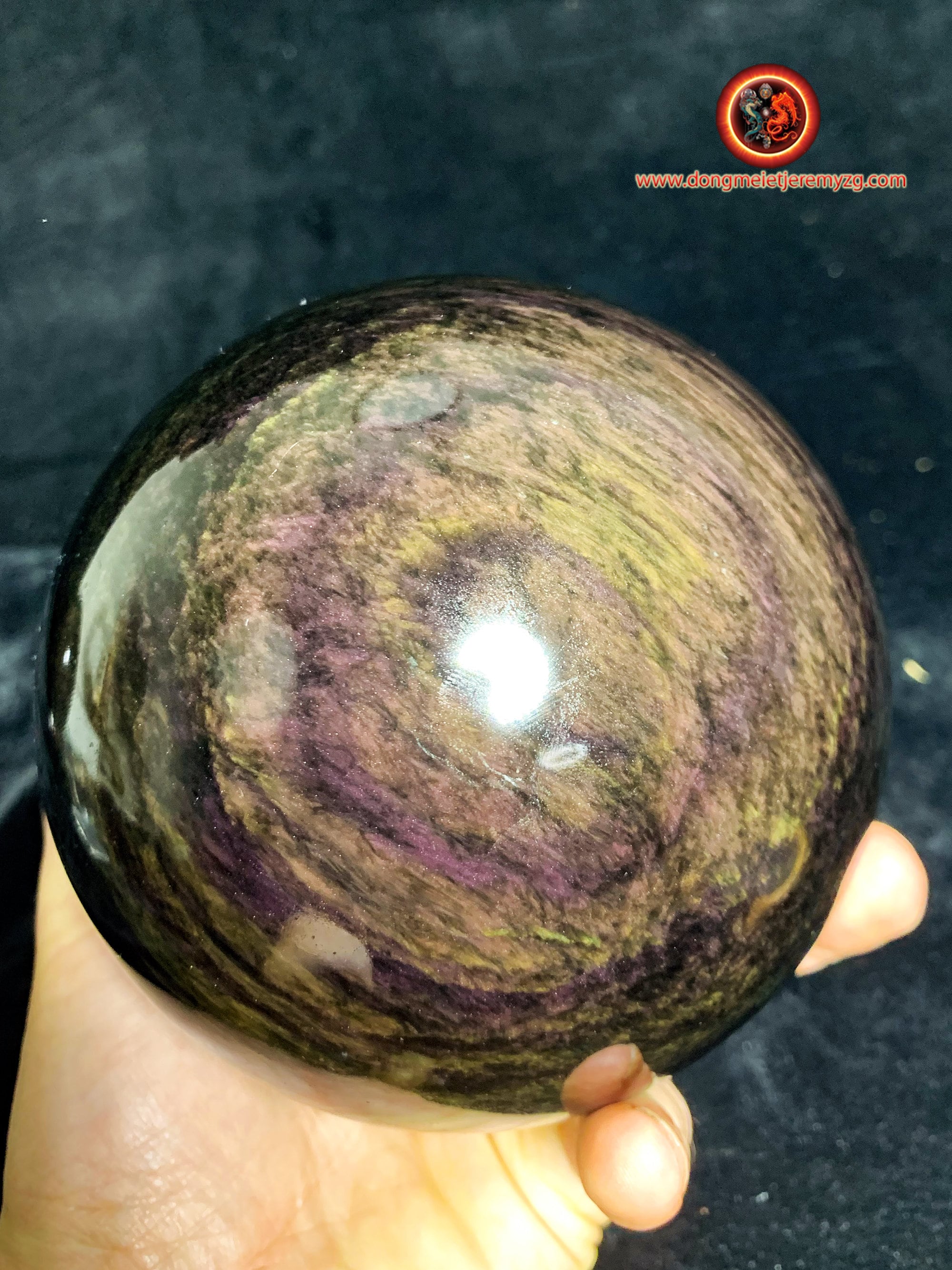 Exceptionnelle Sphère en Obsidienne Oeil Celeste Dite Mentogochol de Qualité A+. 2, 50Kg 120mm Diamè