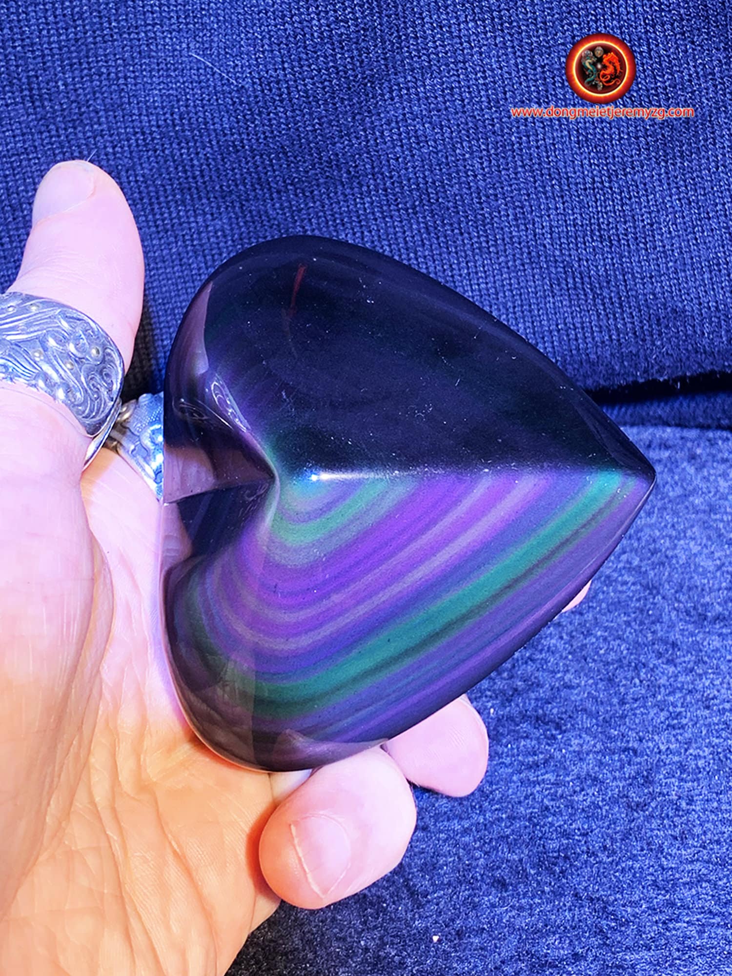 Coeur en Obsidienne Oeil Celeste de Qualité Exceptionnelle . 0, 330Kg Grammes 80/89/45mm