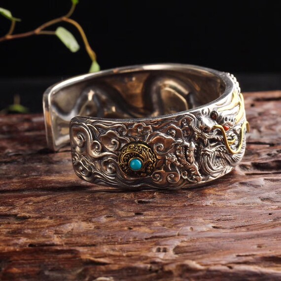 Sterling Silver 925 Feng Shui Buddha Emerald dragon Chinese ring Protection Love Sterling Silver 925 Feng Shui Buddha Emerald dragon Chinese ring Protection Love