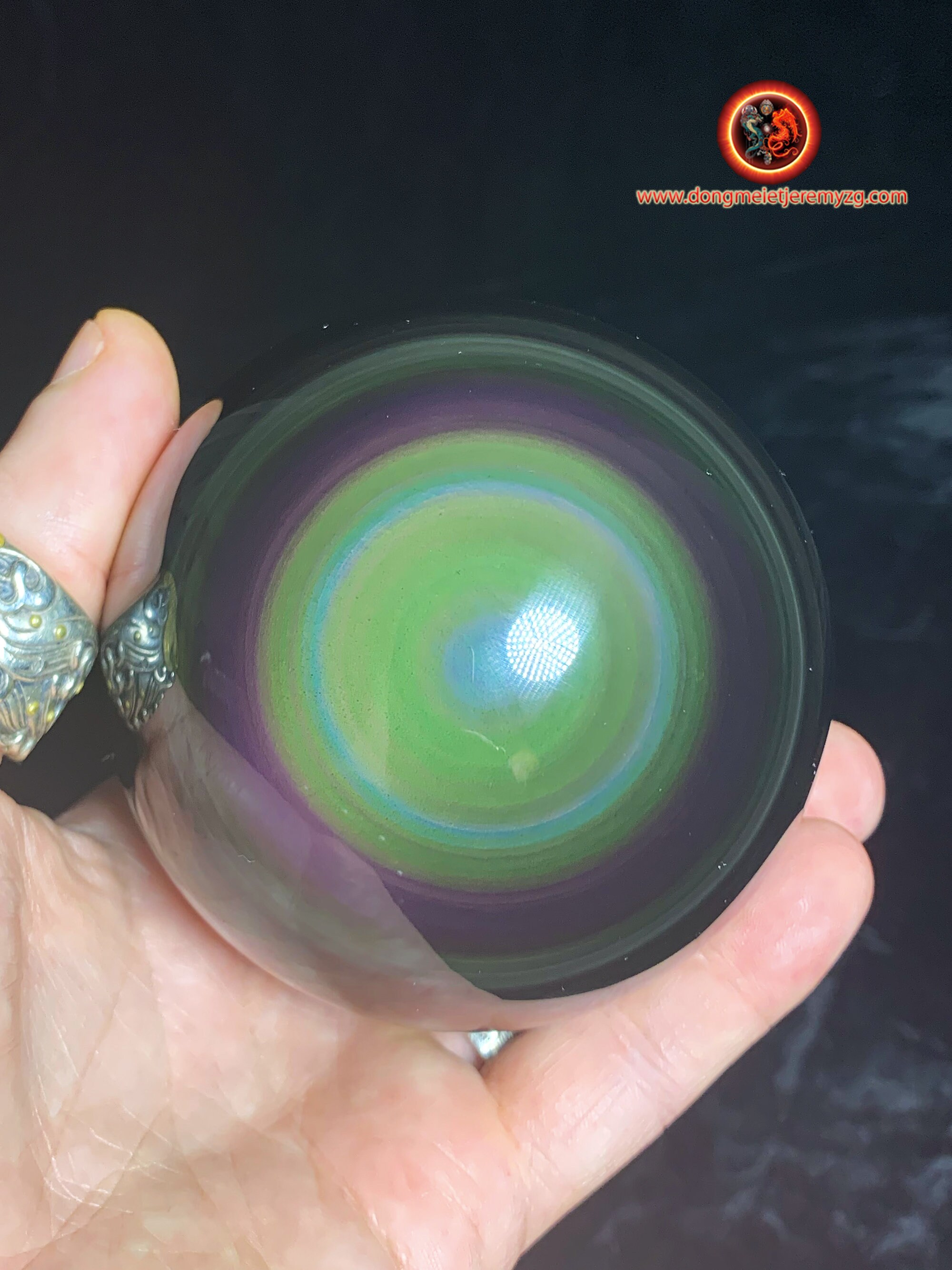 Exceptionnelle et Grande Sphère en Obsidienne Oeil Celeste, Pièce Rare de Collection. 0.825 Kg 8, 60