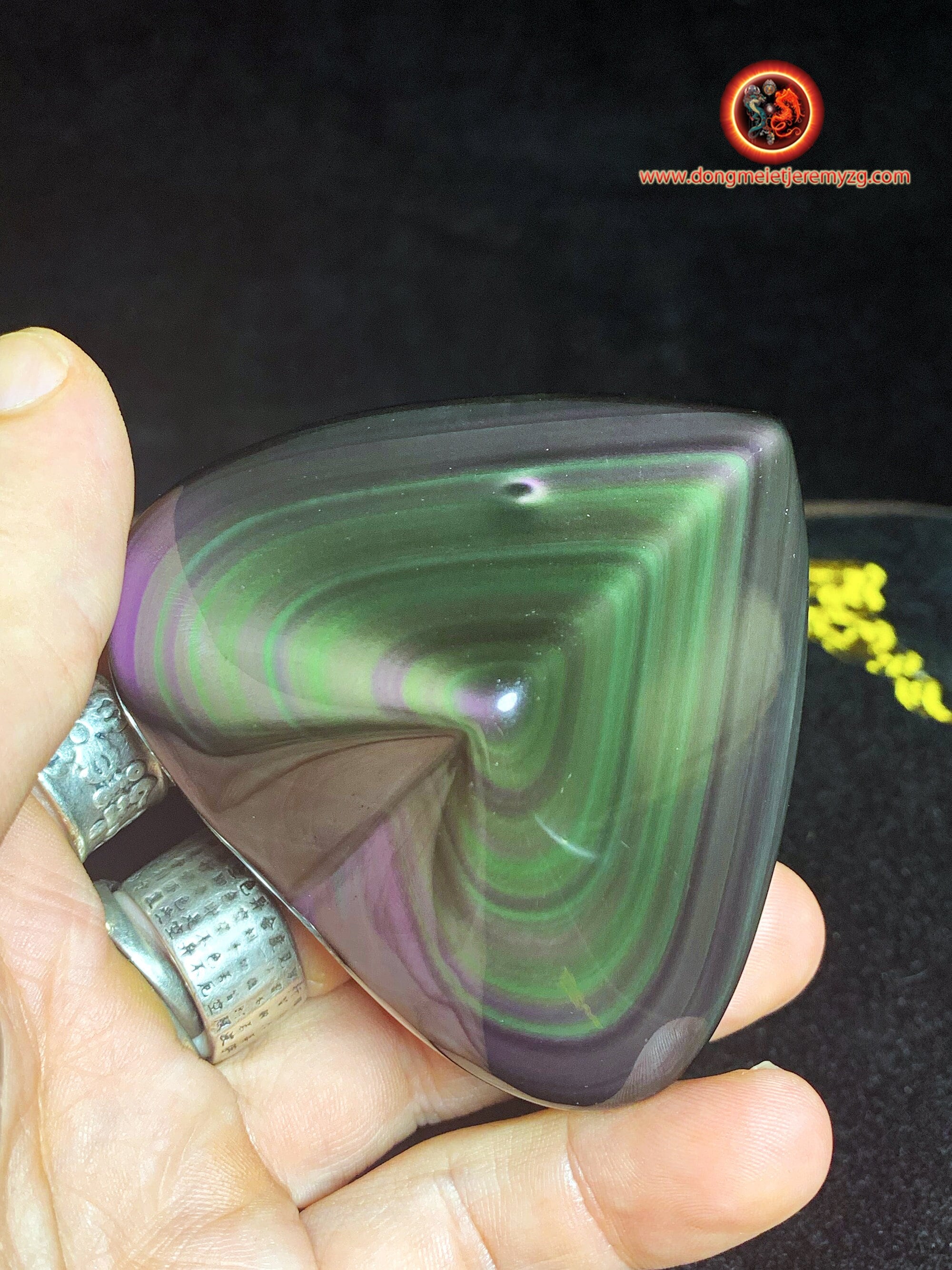 Coeur en Obsidienne Oeil Celeste de Qualité A+. Naturelle, Expertisée et Originaire Du Mexique 0, 20