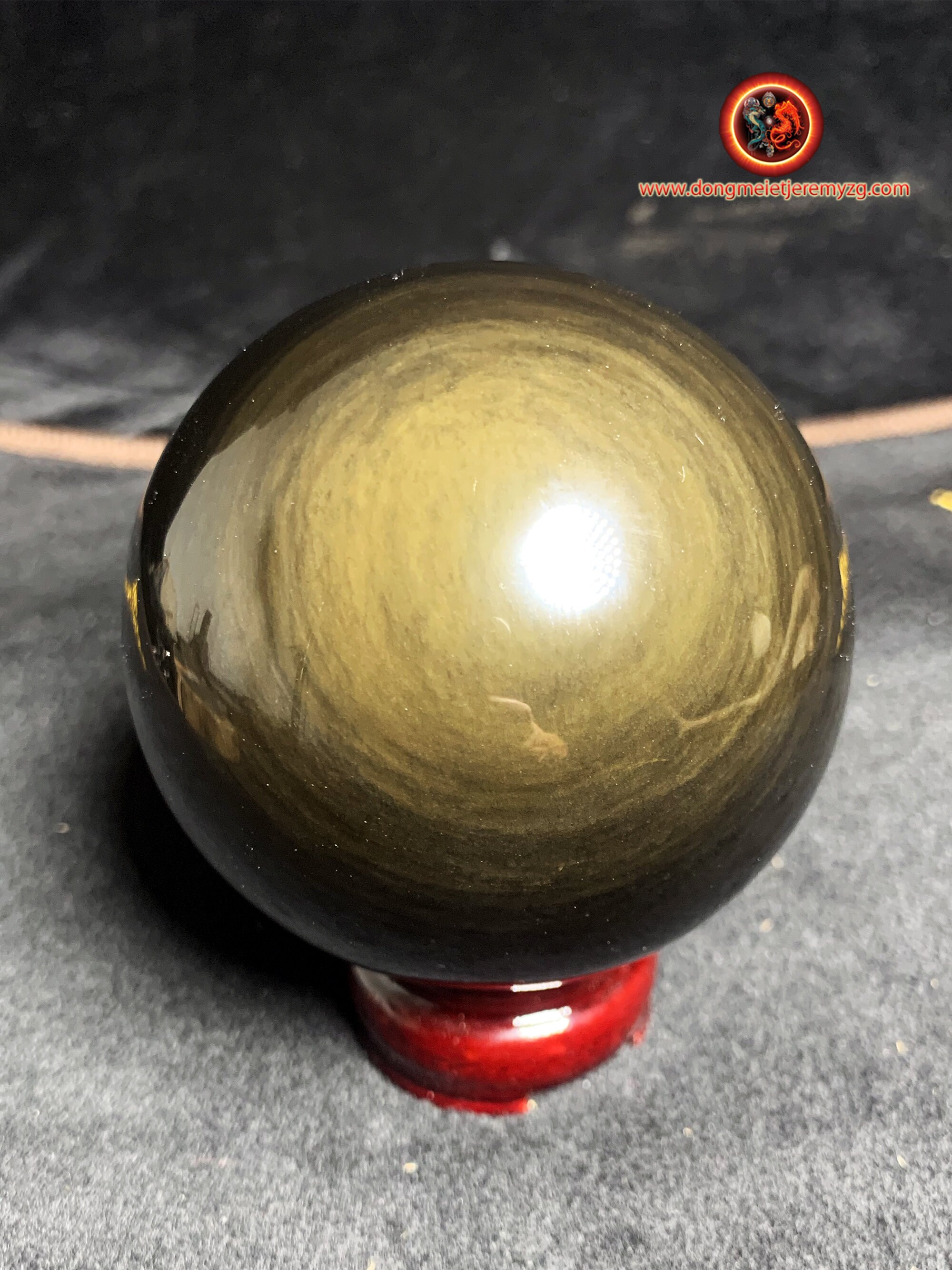 Sphère en Obsdienne, Obsidienne Oeil Celeste de Qualité A+. 0, 556 Kg 8 cm Diamètre. Obsidienne Natu