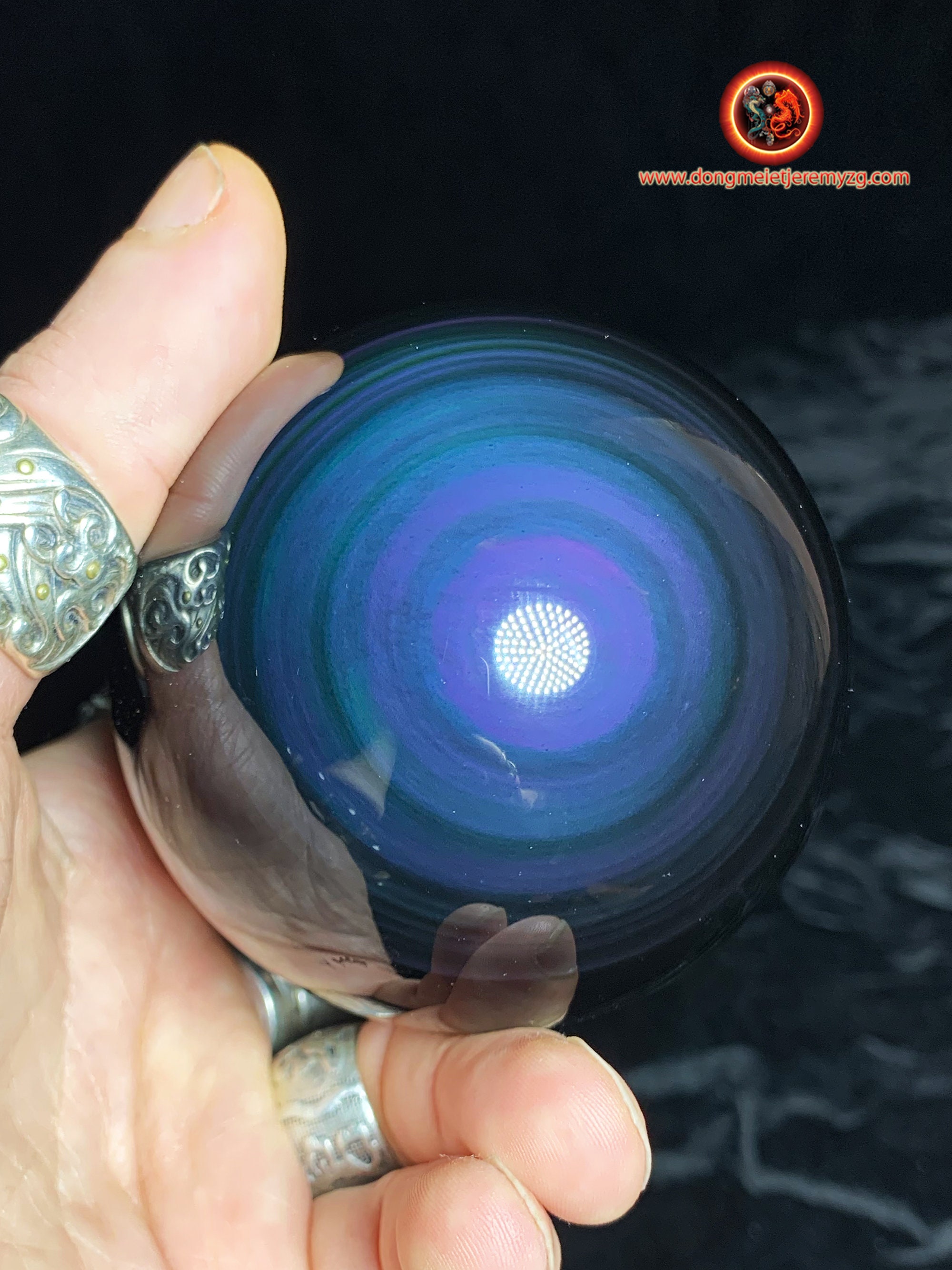 Qualité Exceptionnelle Sphère en Obsidienne Oeil Celeste, Pièce Rare de Collection. 0.552 Kg 7, 60 c