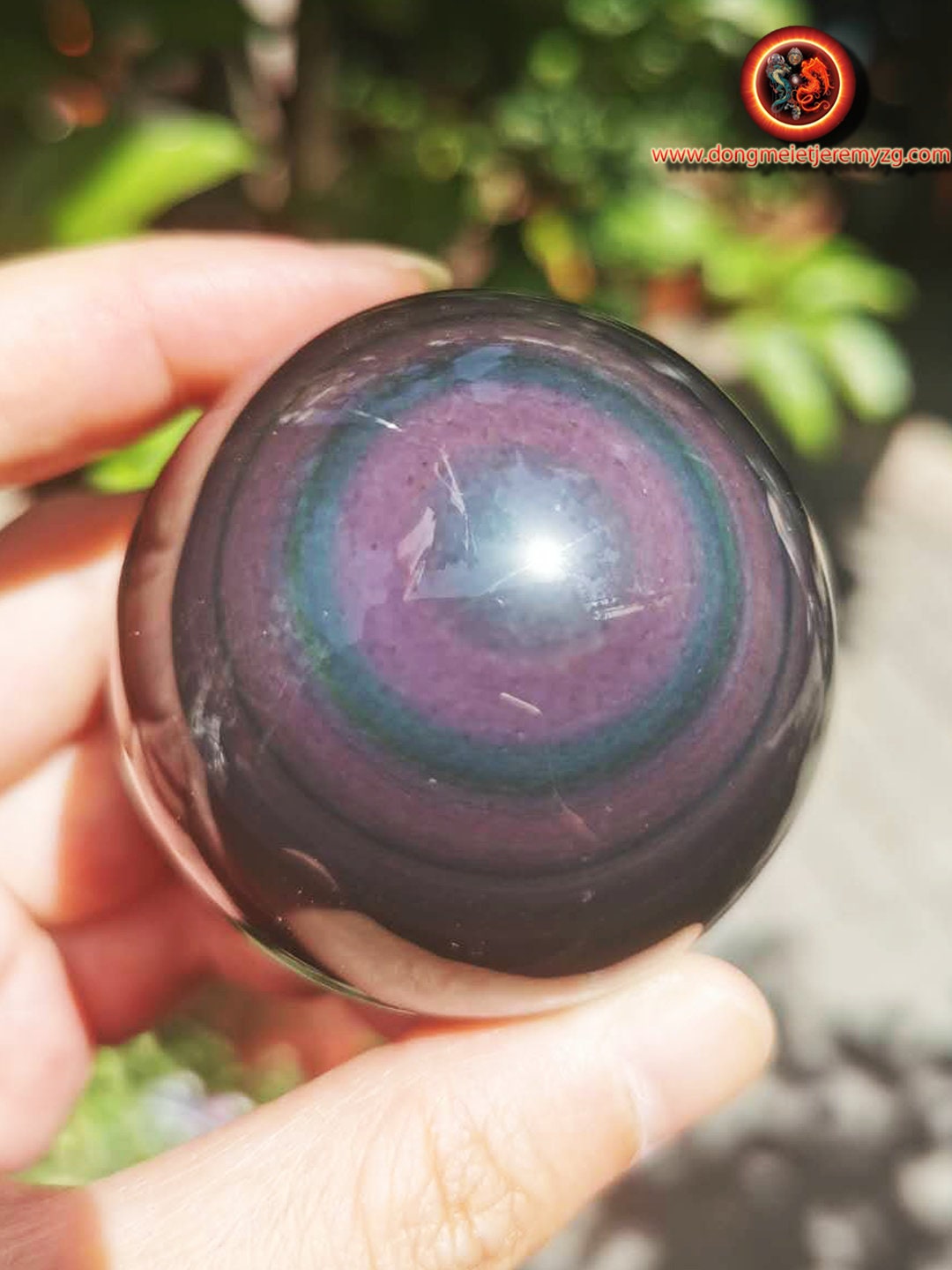 Exceptionnelle Sphère en Obsidienne Oeil Celeste de Qualité A+. 0, 216 Kg 17, 23cm Circonférence 55m