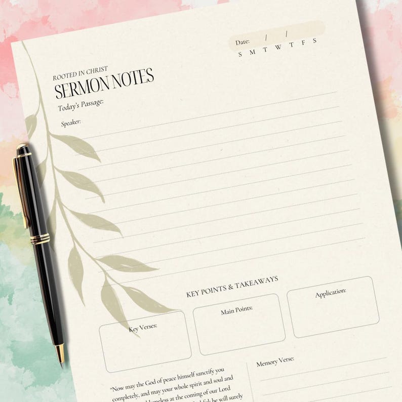 Sermon Notes Printable | Christian Bible Study Worksheet (PDF Download ...