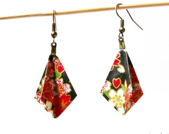 Boucles d'oreilles Origami géométrique losange