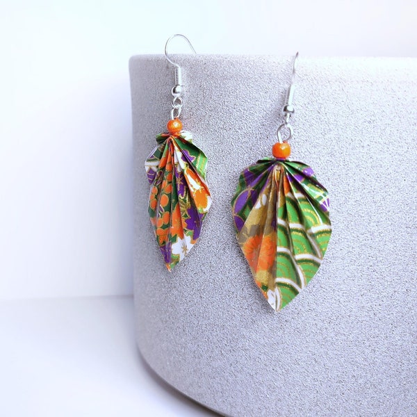 Boucles d'oreilles Origami feuilles