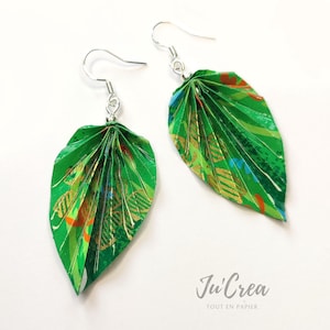 Green Leaf Origami Earrings