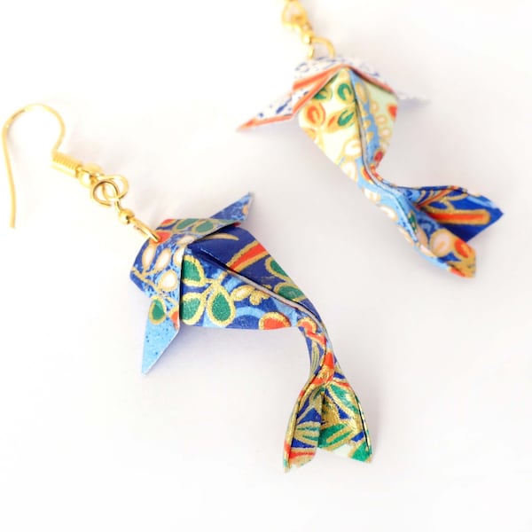 Boucles d'oreilles Origami carpe Koi