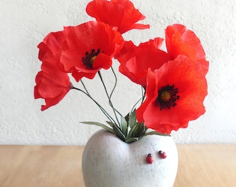 Single paper poppy flowers x1