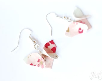 Pink butterfly origami earrings