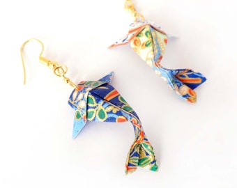 Boucles d'oreilles Origami carpe Koi