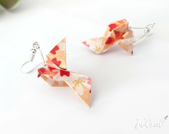 Origami pink dove earrings