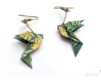 Origami jungle dove earrings