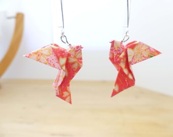 Origami earrings doves pink tones