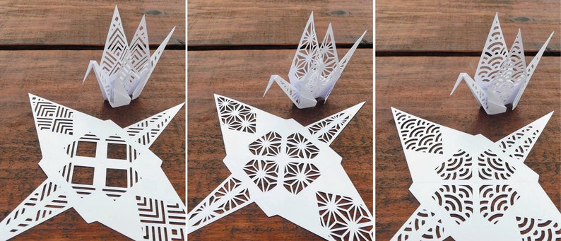 DIY Origami cranes cutting paper geometric lace Pdf Png Svg and Studio3 for silhouette cameo Cricut image 3