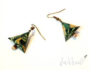 Origami earrings geometric triangle jungle