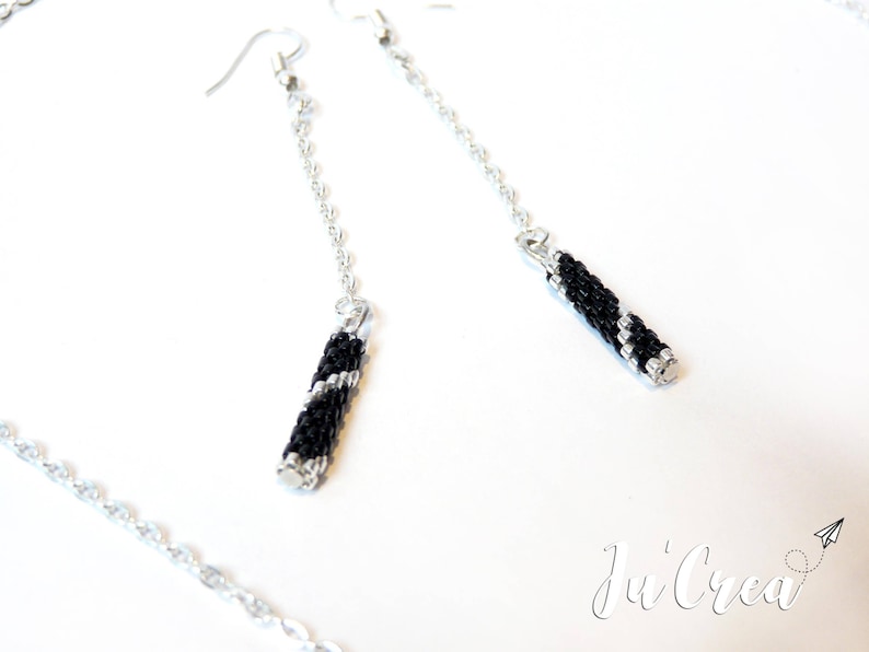 Set of earrings and necklace gold or silver Miyuki beads